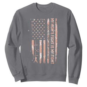 American Flag Endometrial Cancer Support Sweatshirt My Moms Fight My Fight