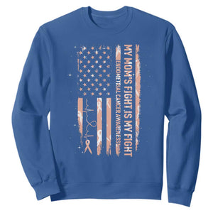 American Flag Endometrial Cancer Support Sweatshirt My Moms Fight My Fight