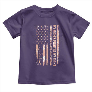 American Flag Endometrial Cancer Support Toddler T Shirt My Moms Fight My Fight