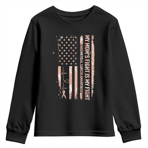 American Flag Endometrial Cancer Support Youth Sweatshirt My Moms Fight My Fight
