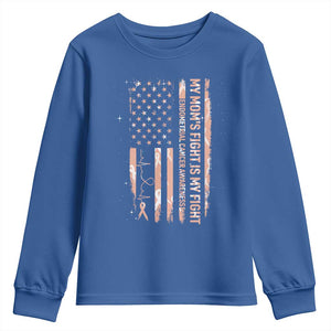 American Flag Endometrial Cancer Support Youth Sweatshirt My Moms Fight My Fight