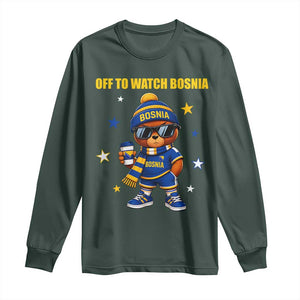Bosnian Teddy Bear Fudbal Fan Long Sleeve Shirt Off To Watch Bosnia