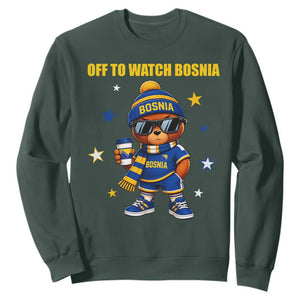 Bosnian Teddy Bear Fudbal Fan Sweatshirt Off To Watch Bosnia