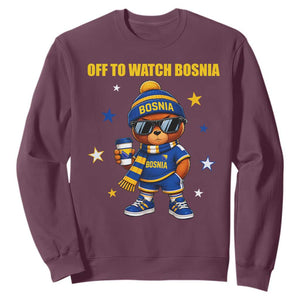 Bosnian Teddy Bear Fudbal Fan Sweatshirt Off To Watch Bosnia