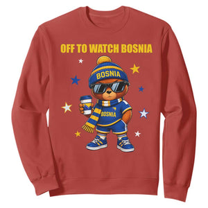 Bosnian Teddy Bear Fudbal Fan Sweatshirt Off To Watch Bosnia