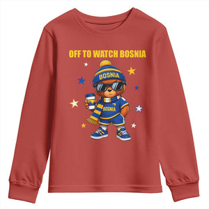 Bosnian Teddy Bear Fudbal Fan Youth Sweatshirt Off To Watch Bosnia