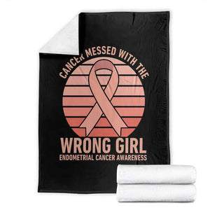 Cancer Messed With The Wrong Girl Throw Blanket Endometrial Cancer Warrior