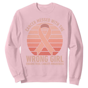 Cancer Messed With The Wrong Girl Sweatshirt Endometrial Cancer Warrior