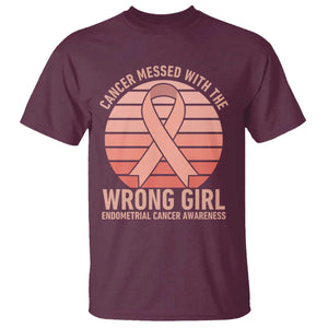 Cancer Messed With The Wrong Girl T Shirt Endometrial Cancer Warrior
