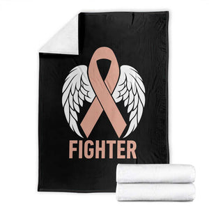Endometrial Cancer Fighter Throw Blanket Peach Ribbon Angel Wings Survivor