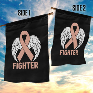 Endometrial Cancer Fighter Garden Flag Peach Ribbon Angel Wings Survivor