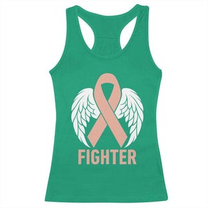 Endometrial Cancer Fighter Racerback Tank Top Peach Ribbon Angel Wings Survivor