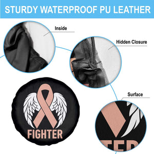 Endometrial Cancer Fighter Spare Tire Cover Peach Ribbon Angel Wings Survivor