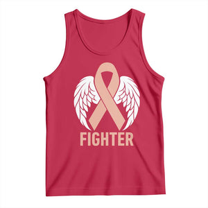 Endometrial Cancer Fighter Tank Top Peach Ribbon Angel Wings Survivor