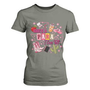 Funny Western Teacher Aide Graphic T Shirt For Women She's A Para I Can Tell
