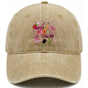 Funny Western Teacher Aide Graphic Washed Cotton Baseball Cap She's A Para I Can Tell TS12 Print Your Wear