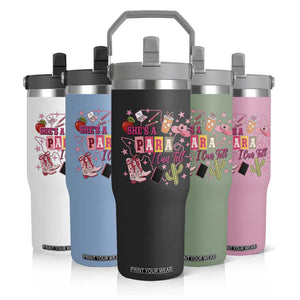 Funny Western Teacher Aide Graphic Flip Straw Tumbler She's A Para I Can Tell