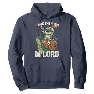 Funny Medieval Knight Frog Meme With Sword Hoodie Twas The Tism MLord TS12 Navy Print Your Wear