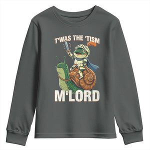 Funny Medieval Knight Frog Meme With Sword Youth Sweatshirt Twas The Tism MLord