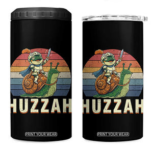 Funny Huzzah Frog Meme 4 in 1 Can Cooler Tumbler Medieval Knight With Sword Graphic