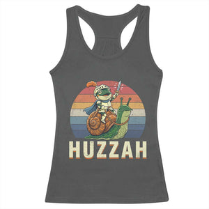 Funny Huzzah Frog Meme Racerback Tank Top Medieval Knight With Sword Graphic