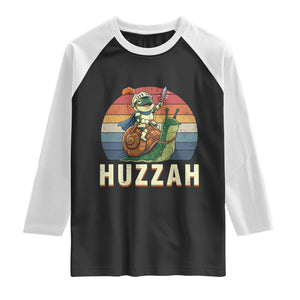 Funny Huzzah Frog Meme Raglan Shirt Medieval Knight With Sword Graphic