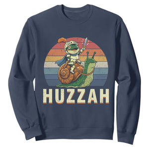 Funny Huzzah Frog Meme Sweatshirt Medieval Knight With Sword Graphic