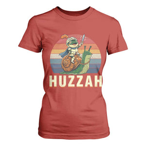 Funny Huzzah Frog Meme T Shirt For Women Medieval Knight With Sword Graphic