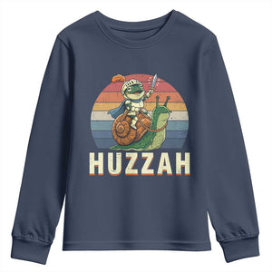Funny Huzzah Frog Meme Youth Sweatshirt Medieval Knight With Sword Graphic
