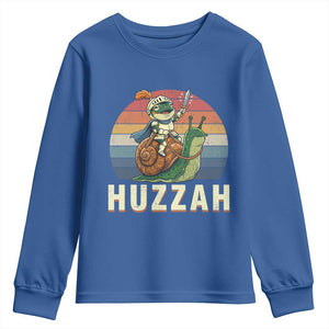 Funny Huzzah Frog Meme Youth Sweatshirt Medieval Knight With Sword Graphic
