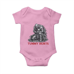 Funny Tummy Hurts Medieval Knight Baby Onesie Dark Fantasy Warrior Meme Graphic