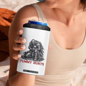 Funny Tummy Hurts Medieval Knight 4 in 1 Can Cooler Tumbler Dark Fantasy Warrior Meme Graphic