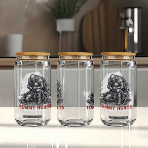 Funny Tummy Hurts Medieval Knight Glass Can Dark Fantasy Warrior Meme Graphic