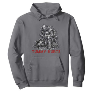 Funny Tummy Hurts Medieval Knight Hoodie Dark Fantasy Warrior Meme Graphic