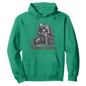 Funny Tummy Hurts Medieval Knight Hoodie Dark Fantasy Warrior Meme Graphic