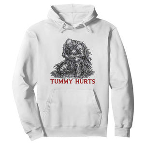 Funny Tummy Hurts Medieval Knight Hoodie Dark Fantasy Warrior Meme Graphic