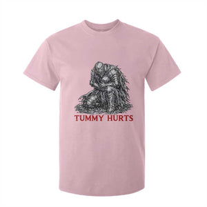 Funny Tummy Hurts Medieval Knight T Shirt For Kid Dark Fantasy Warrior Meme Graphic