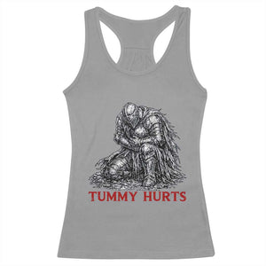Funny Tummy Hurts Medieval Knight Racerback Tank Top Dark Fantasy Warrior Meme Graphic