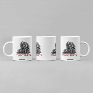Funny Tummy Hurts Medieval Knight Coffee Mug Dark Fantasy Warrior Meme Graphic