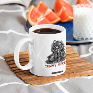 Funny Tummy Hurts Medieval Knight Coffee Mug Dark Fantasy Warrior Meme Graphic