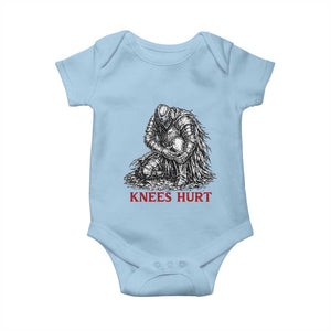 Funny Knees Hurt Medieval Knight Baby Onesie Dark Fantasy Sword Warrior Humor