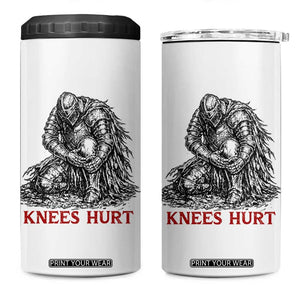 Funny Knees Hurt Medieval Knight 4 in 1 Can Cooler Tumbler Dark Fantasy Sword Warrior Humor