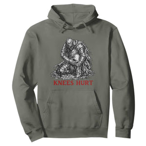 Funny Knees Hurt Medieval Knight Hoodie Dark Fantasy Sword Warrior Humor