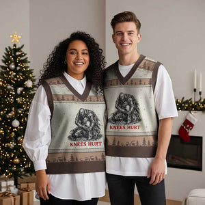 Funny Knees Hurt Medieval Knight V-Neck Knit Sweater Vest Dark Fantasy Sword Warrior Humor