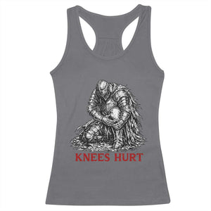 Funny Knees Hurt Medieval Knight Racerback Tank Top Dark Fantasy Sword Warrior Humor