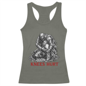Funny Knees Hurt Medieval Knight Racerback Tank Top Dark Fantasy Sword Warrior Humor