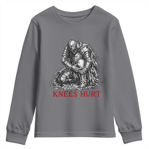 Funny Knees Hurt Medieval Knight Youth Sweatshirt Dark Fantasy Sword Warrior Humor