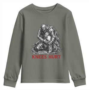 Funny Knees Hurt Medieval Knight Youth Sweatshirt Dark Fantasy Sword Warrior Humor