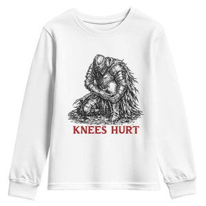 Funny Knees Hurt Medieval Knight Youth Sweatshirt Dark Fantasy Sword Warrior Humor