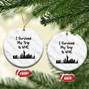 New York City Skyline Travel Tourist Ceramic Ornament I Survived My Trip To NYC